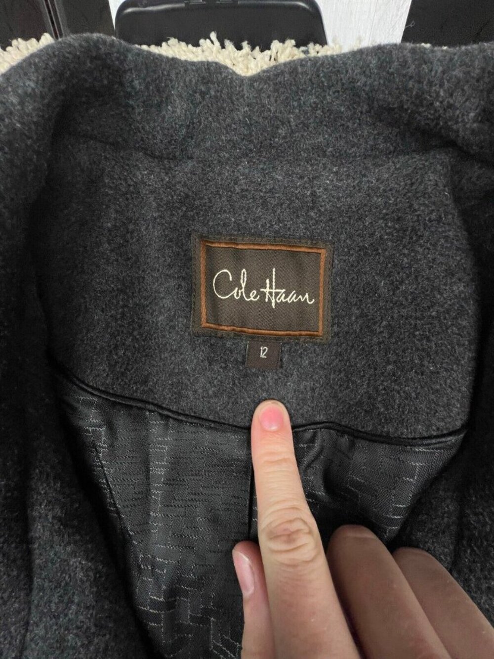 Cole Haan Alpaca Cashmere Wool Coat Size 12 Gray Buttons Winter Formal Jacket - Picture 5 of 9